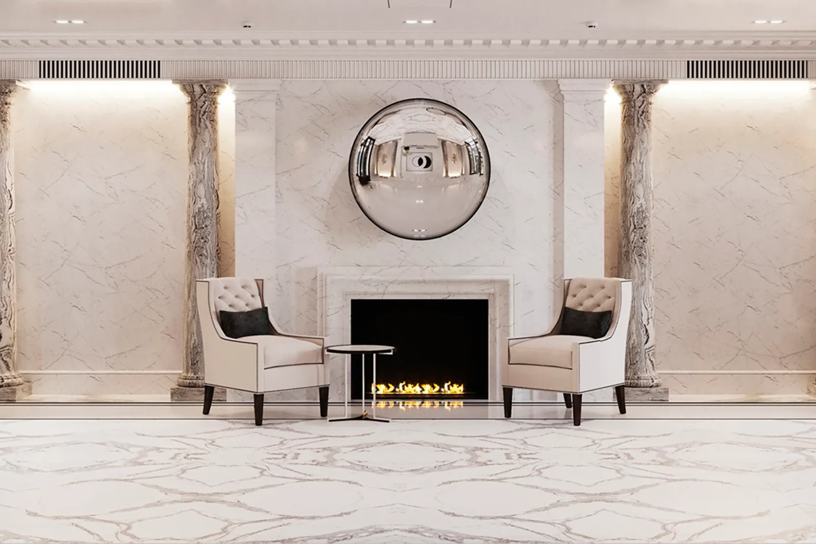 Дизайн каминной зоны клубного дома «Малая Бронная, 15»