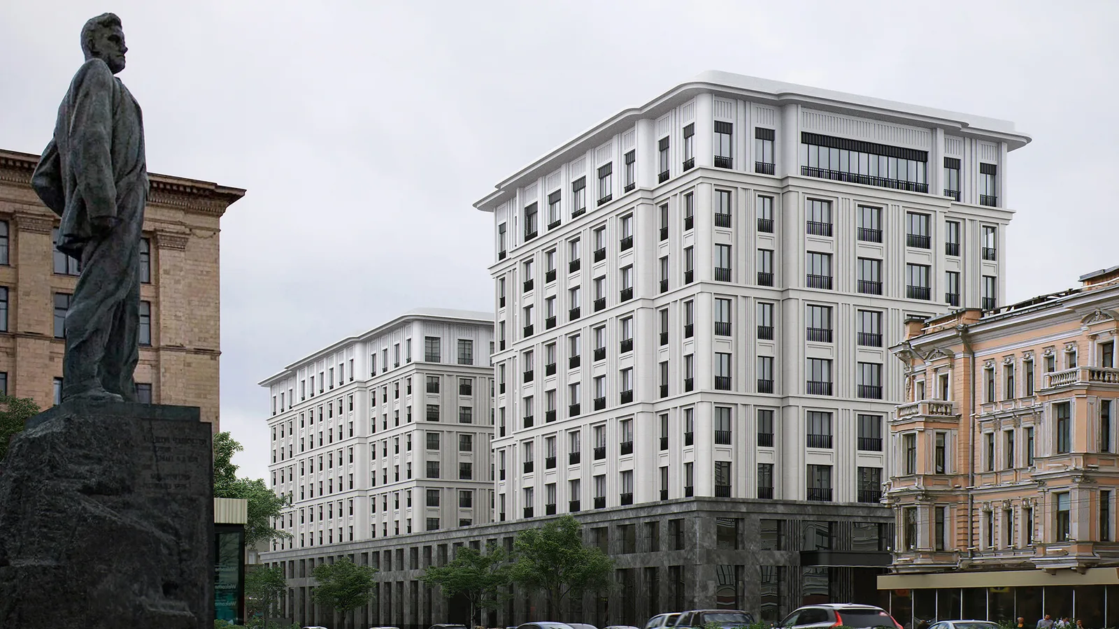 Фасады Fairmont со стороны Триумфальной площади