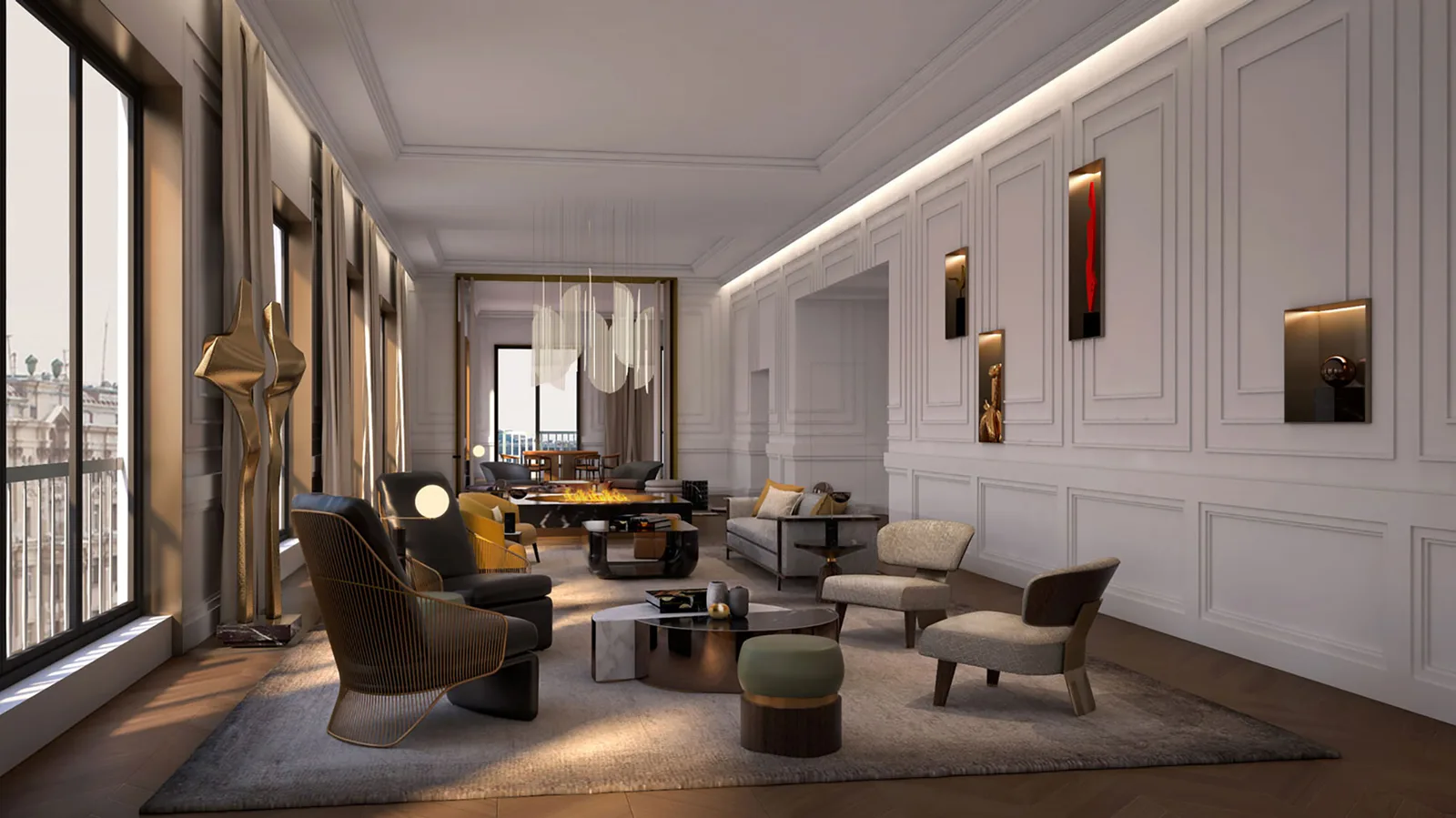 Интерьер гостиной пентхауса Fairmont