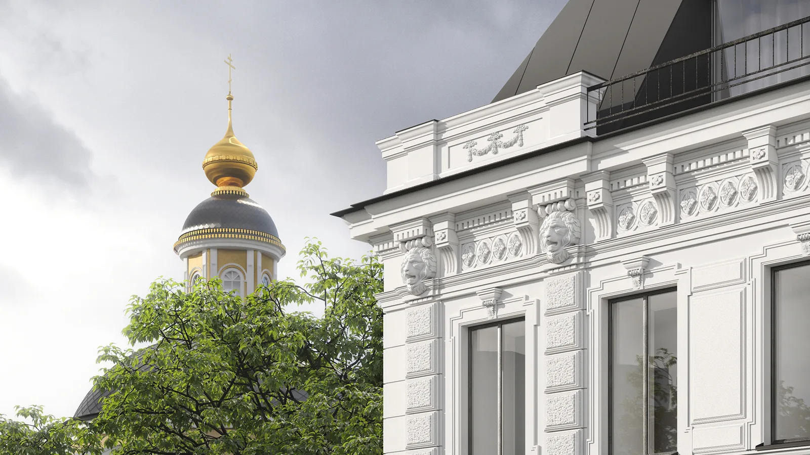 Отреставрированный фасадный декор